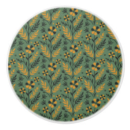 Stylized botanical orange and black floral pattern knopp