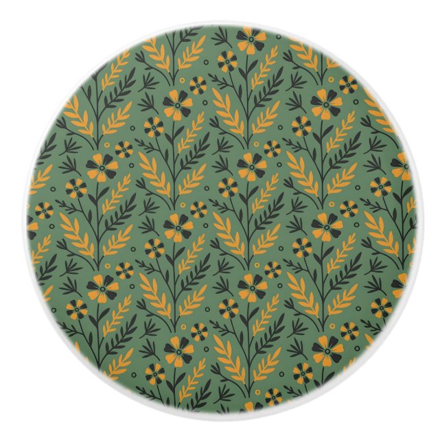 Stylized botanical orange and black floral pattern knopp (Framsidan)