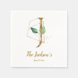 Stylized Brev J Blommigt Bröllop Napkins Pappersservett