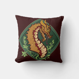 Stylized Brown Dragon Kudde