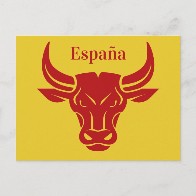 Stylized Bull anpassningsbar text & färg vykort (Framsida)