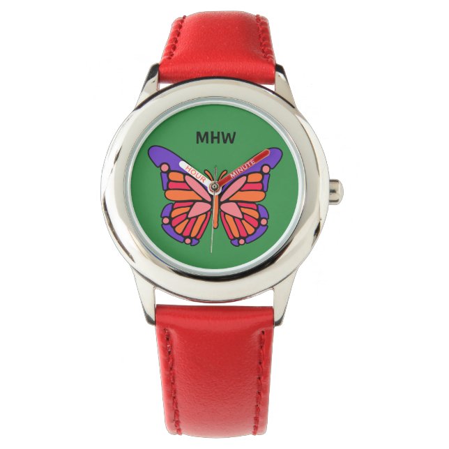 Stylized Butterfly anpassningsbar monogram-klockor Armbandsur (Framsida)