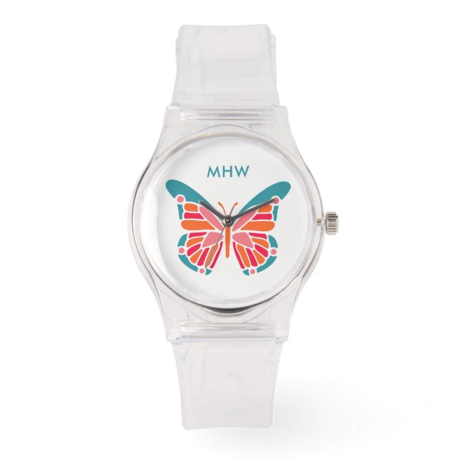 Stylized Butterfly anpassningsbar monogram-klockor Armbandsur (Framsida)