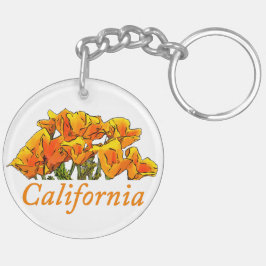 Stylized California Poppy Art, "California" text