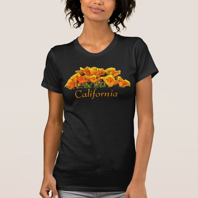 Stylized California Poppy Art, "California" text Tröja (Framsida)