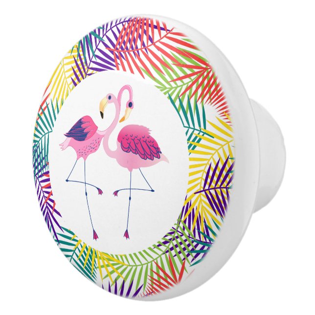 Stylized Coconut Löv & Rosa Flamingos Knopp (Höger)