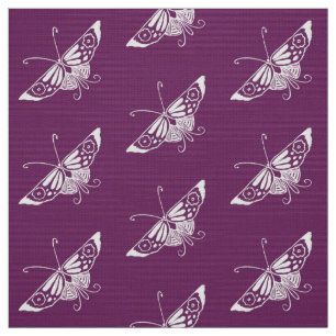 Stylized Deco Butterfly, Eggplant Lila Tyg