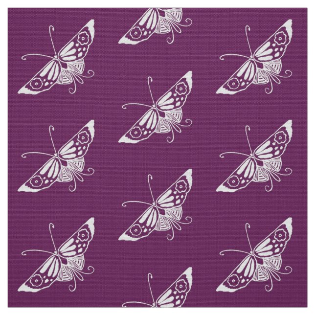 Stylized Deco Butterfly, Eggplant Lila Tyg (Provkarta)