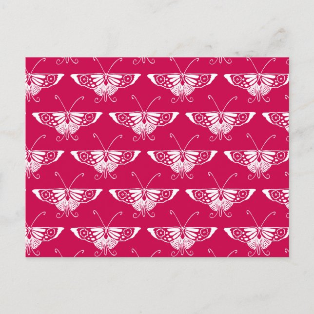 Stylized Deco butterfly - fuchsia rosa Vykort (Framsida)