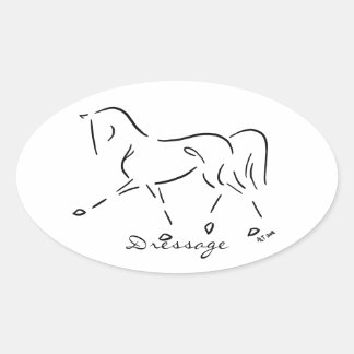 Stylized Dressage Sticker Ovalt Klistermärke
