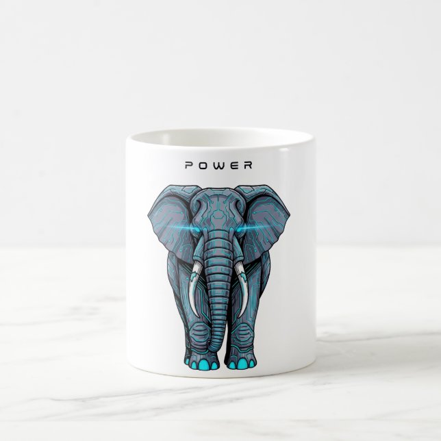 Stylized Elephant Graphic with Power Theme Kaffemugg (Center)