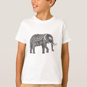 Stylized fantasielefantklotter t shirt