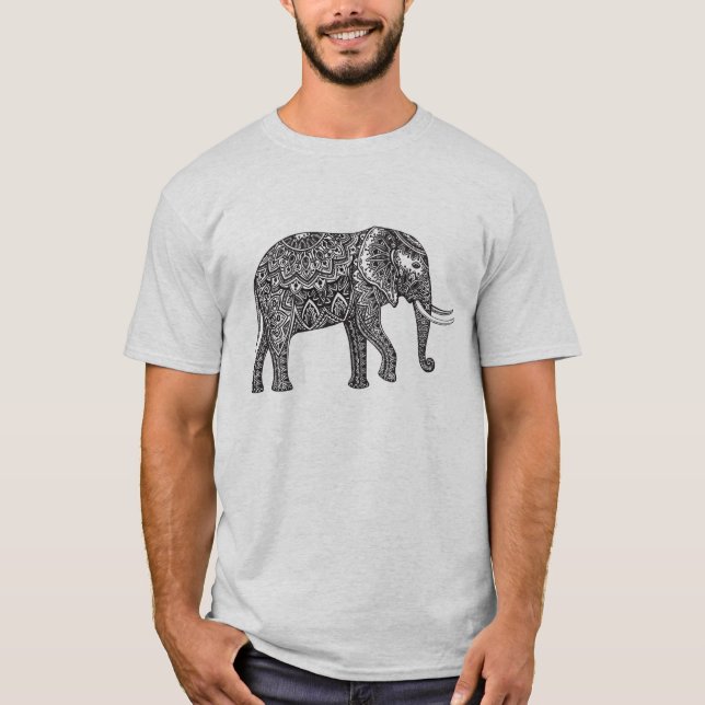 Stylized fantasielefantklotter tee shirt (Framsida)