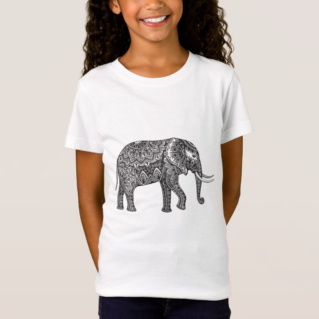 Stylized fantasielefantklotter tee shirt (Framsida)
