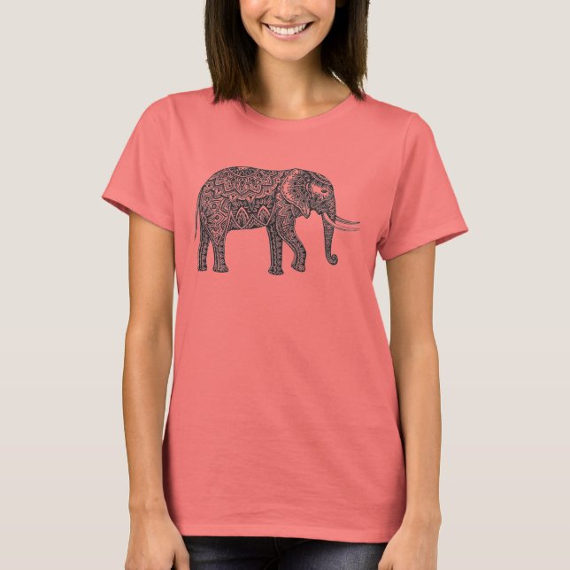 Stylized Fantasy Elephant Doodle Tee (Framsida)