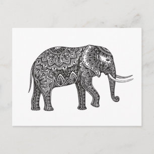 Stylized Fantasy Elephant Doodle Vykort