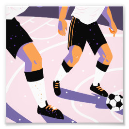 Stylized Football Players Dribbling a Soccer Ball Fototryck