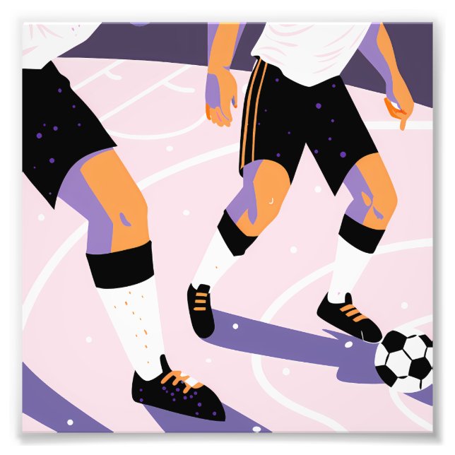 Stylized Football Players Dribbling a Soccer Ball Fototryck (Framsidan)