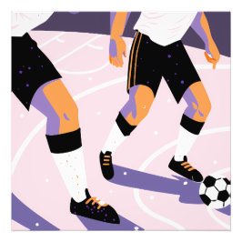 Stylized Football Players Dribbling a Soccer Ball Fototryck