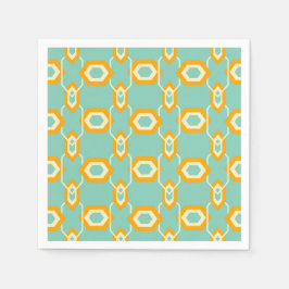 Stylized geometric pattern in bold orange hexagon pappersservett