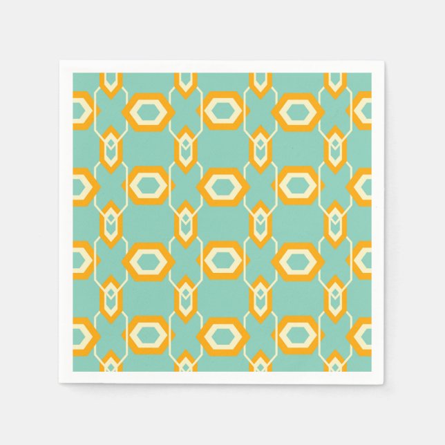 Stylized geometric pattern in bold orange hexagon pappersservett (Framsidan)