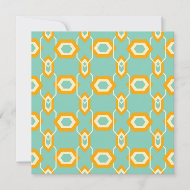 Stylized geometric pattern in bold orange hexagon tack kort (Framsida)