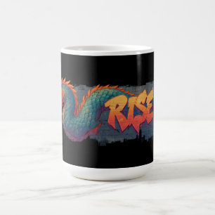Stylized Graffiti Dragon Mural med fet "STIGA UPP" Kaffemugg