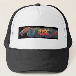 Stylized Graffiti Dragon Mural med fet "STIGA UPP" Keps