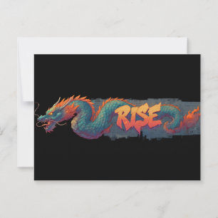 Stylized Graffiti Dragon Mural med fet "STIGA UPP" Vykort