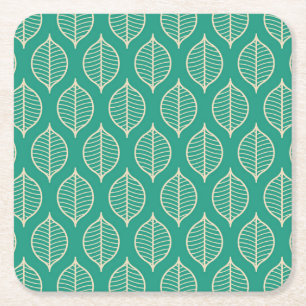 Stylized grönt lövmönster underlägg papper kvadrat