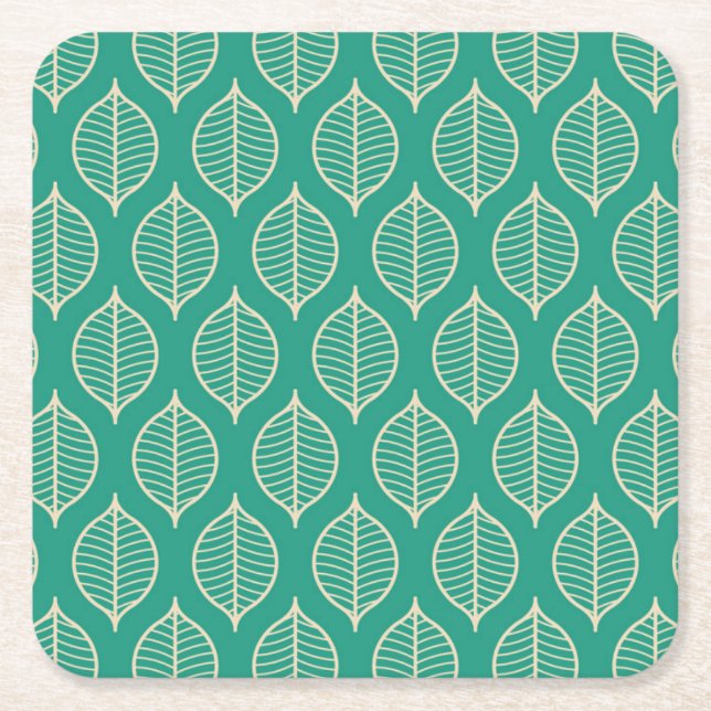 Stylized grönt lövmönster underlägg papper kvadrat (Framsidan)
