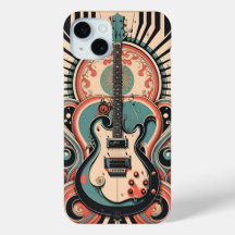 Stylized Guitar art deco Apple iPhone 15 Fodral