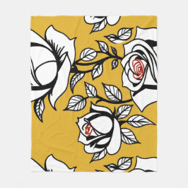 Stylized Hand Drawn Roses In Black And White Fleecefilt