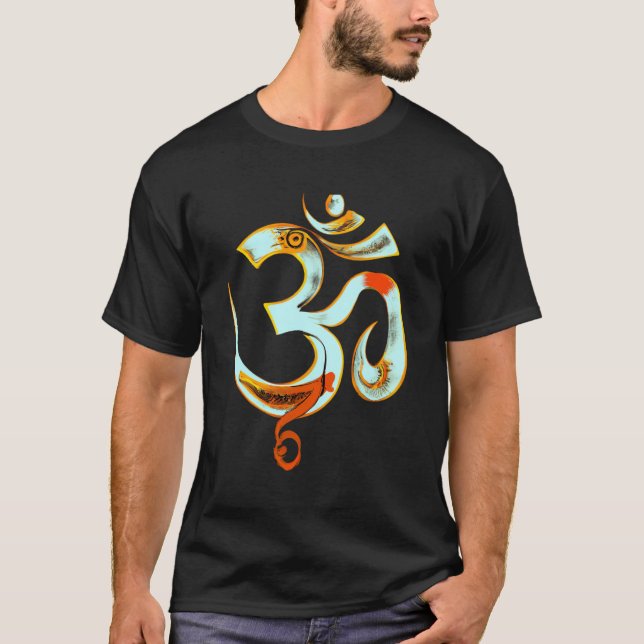 Stylized Hindu Om Ohm Aum Symbol T Shirt (Framsida)
