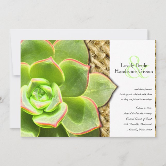 Stylized höna- och chickBurlapbröllopinbjudan Inbjudningar (Framsida)