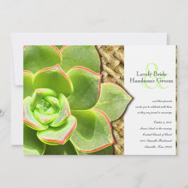 Stylized höna- och chickBurlapbröllopinbjudan Inbjudningar (Framsida)