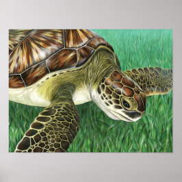 Stylized Juvenile Grönt Turtle Poster