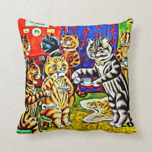 "Stylized kattTeapartyet" Louis Wain som katter Kudde