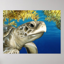Stylized Kemp's Ridley Sea Turtle Poster