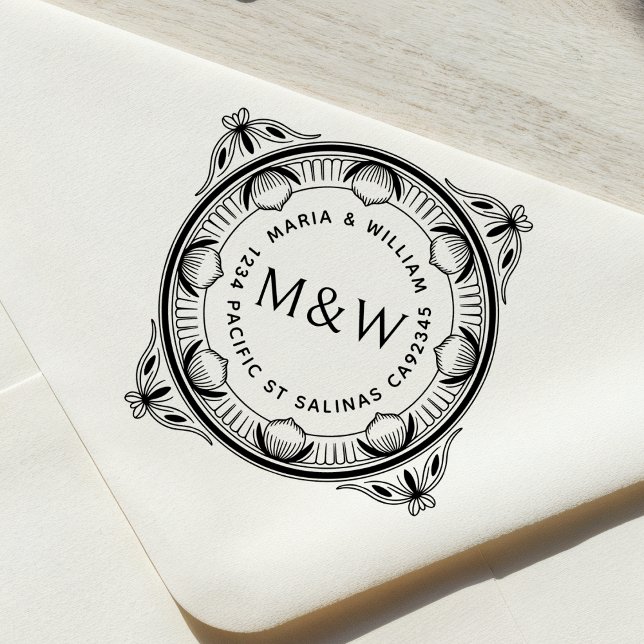Stylized Lemons & Bows Wooden Return Address Stamp Stämpel (Skapare uppladdad)
