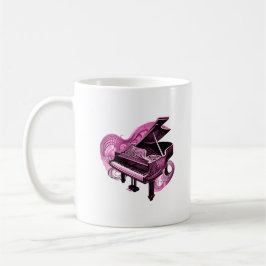 Stylized Line Art Rosa Piano Kaffemugg