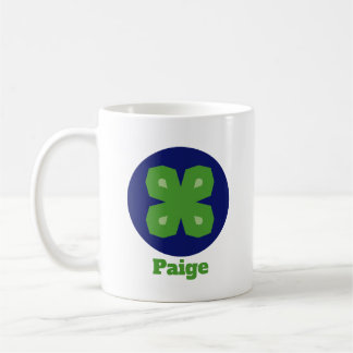 Stylized Lucky Clover in Dark Blue Circle Kaffemugg