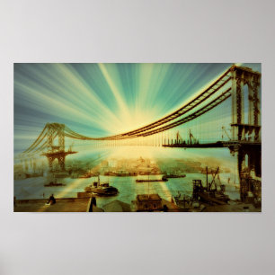 Stylized Manhattan Bridge Poster
