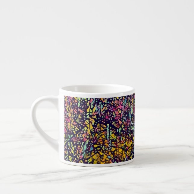 Stylized Mosaic Blossoming Träd Espresso Mugg Espressomugg (Vänster)