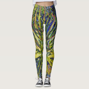 Stylized mosaisk Aloedamasker Leggings