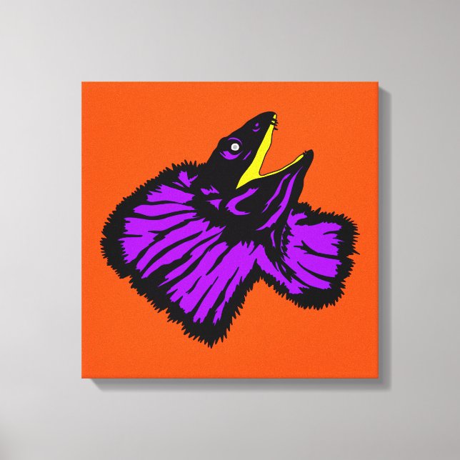 Stylized Neon Lila Frilled-nacke Lizard Canvastryck (Framsida)