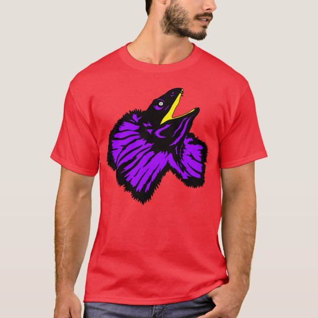 Stylized Neon Lila Frilled-nacke Lizard T Shirt (Framsida)