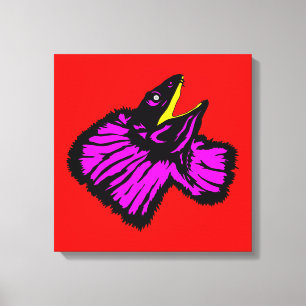 Stylized Neon Rosa Frilled-nacke Lizard Canvastryck