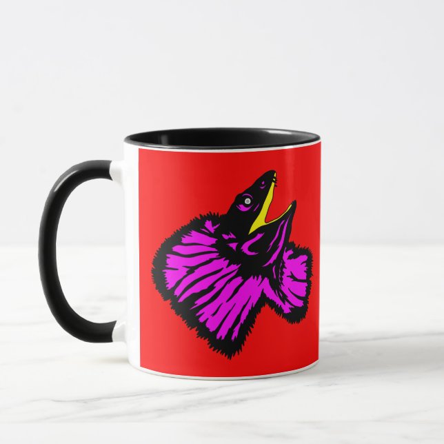 Stylized Neon Rosa Frilled-nacke Lizard Mugg (Vänster)