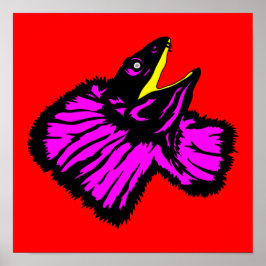 Stylized Neon Rosa Frilled-nacke Lizard Poster